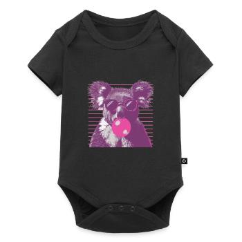 Koala mit Sonnenbrille Bubblegum für einen - Baby Premium Kurzarmbody - Schwarz - Vorne
