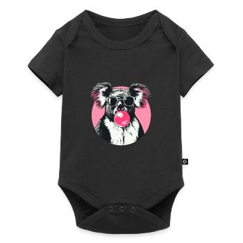 Koala mit Sonnenbrille Bubblegum für einen - Baby Premium Kurzarmbody - Schwarz - Vorne