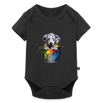 Dalmatiner Niedlicher Hund Farbeimer - Baby Premium Kurzarmbody - Schwarz - Vorne