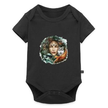 Wildlife Stamm Wolf Eule Schildkröte Frau für - Baby Premium Kurzarmbody - Schwarz - Vorne