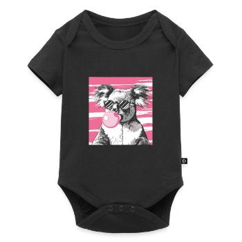 Koala mit Sonnenbrille Bubblegum für einen - Baby Premium Kurzarmbody - Schwarz - Vorne