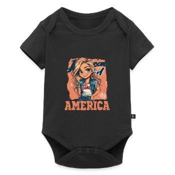 Patriotisches Amerikanisches Mädchen USA für - Baby Premium Kurzarmbody - Schwarz - Vorne