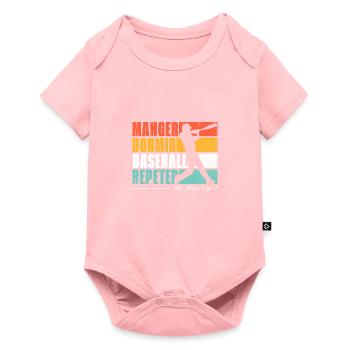 Manger dormir Baseball repeter. Fans de sport US - Body à manches courtes Premium Bébé - rose - Devant