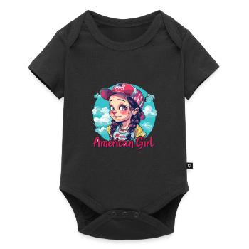 Patriotisches Amerikanisches Mädchen USA für - Baby Premium Kurzarmbody - Schwarz - Vorne
