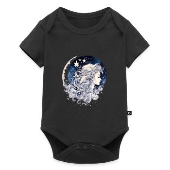 Frauen Mond Sterne Silhouette Sternennacht - Baby Premium Kurzarmbody - Schwarz - Vorne