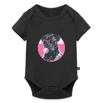 Cane Corso mit Sonnenbrille Bubblegum - Baby Premium Kurzarmbody - Schwarz - Vorne
