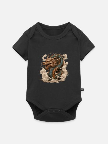 Asiatisch Drache Anime Japanisch - Baby Premium Kurzarmbody - Schwarz