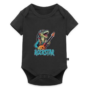 Reptil-Musiker mit E-Gitarre - Baby Premium Kurzarmbody - Schwarz - Vorne
