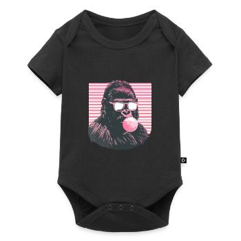 Gorilla mit Sonnenbrille Bubblegum für einen - Baby Premium Kurzarmbody - Schwarz - Vorne