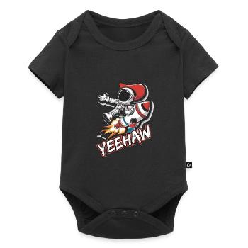 Weltraum-Cowboy reitet eine Rakete Yeehaw-Slogan - Baby Premium Kurzarmbody - Schwarz - Vorne