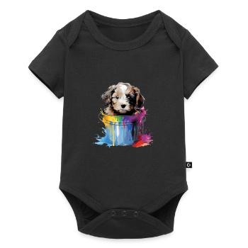 Niedlicher Hund Farbeimer für einen Hundebesitzer - Baby Premium Kurzarmbody - Schwarz - Vorne