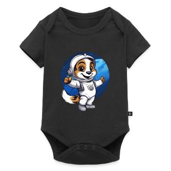 Astronaut Hund erforscht die kosmische Grenze - Baby Premium Kurzarmbody - Schwarz - Vorne