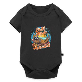 Chill-Modus Aktiviert Faultier Hängematte Strand - Baby Premium Kurzarmbody - Schwarz - Vorne