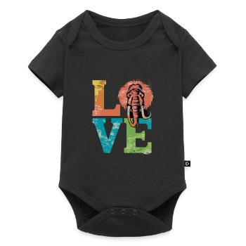 Vintage Love Mammut für einen Mammutliebhaber - Baby Premium Kurzarmbody - Schwarz - Vorne