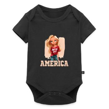 Patriotisches Amerikanisches Mädchen USA für - Baby Premium Kurzarmbody - Schwarz - Vorne