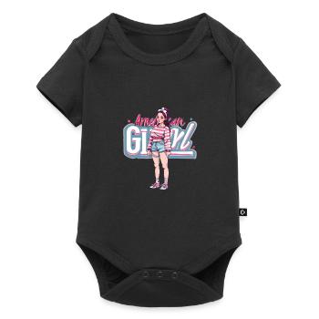 Patriotisches Amerikanisches Mädchen USA für - Baby Premium Kurzarmbody - Schwarz - Vorne
