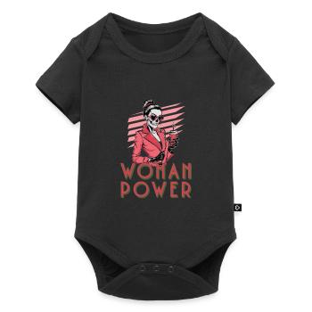 Witzige Skelett-Dame mit Kaffee und Sonnenbrille - Baby Premium Kurzarmbody - Schwarz - Vorne