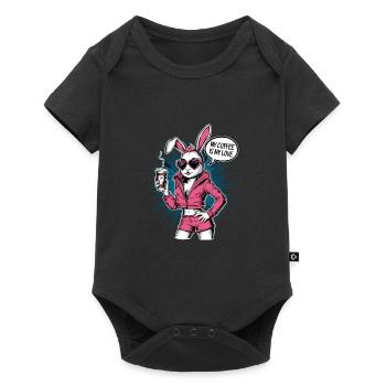 Kaffee Hase Kaninchen Herz Sonnenbrille - Baby Premium Kurzarmbody - Schwarz - Vorne