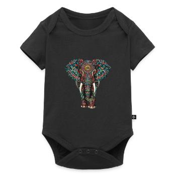 Elefant Mandala für einen Kunstliebhaber Elefant - Baby Premium Kurzarmbody - Schwarz - Vorne