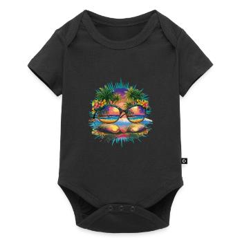 Tropisches Paradies Sonnenbrille Strand Reflexion - Baby Premium Kurzarmbody - Schwarz - Vorne