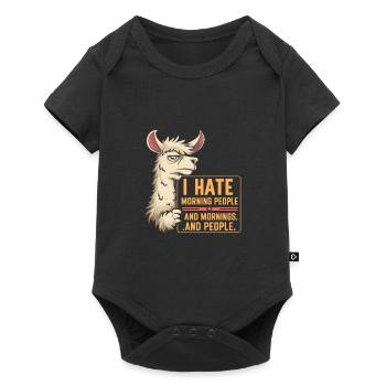 I Hate Morning People für einen Morgenmuffel - Baby Premium Kurzarmbody - Schwarz - Vorne
