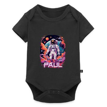 PAUL - Beautiful boy name with cool astronaut - Baby Premium short-sleeve bodysuit - black - Front