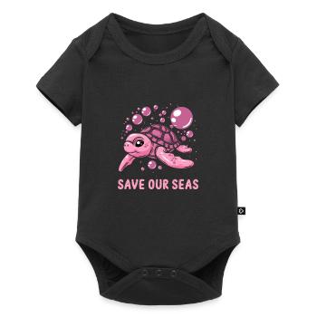 Save Our Seas für Schildkrötenliebhaber - Baby Premium Kurzarmbody - Schwarz - Vorne