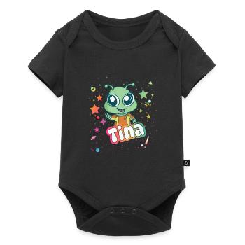 TINA - Beautiful girl name with cute alien - Baby Premium short-sleeve bodysuit - black - Front