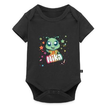 NIKA - Beau nom de fille avec un extraterrestre mignon - Body à manches courtes Premium Bébé - noir - Devant