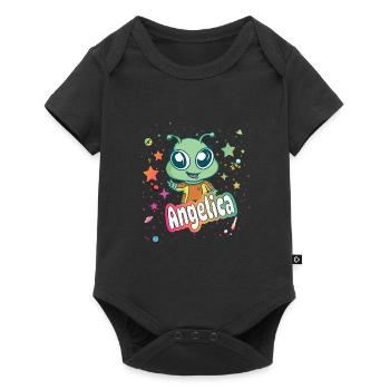 ANGELICA - Beautiful girl name with cute alien - Baby Premium short-sleeve bodysuit - black - Front