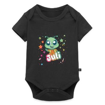 JULY - Beautiful girl name with cute alien - Baby Premium short-sleeve bodysuit - black - Front