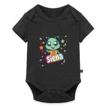 SIENA - Beautiful girl name with cute alien - Baby Premium short-sleeve bodysuit - black - Front
