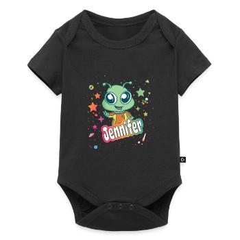 JENNIFER - Beau nom de fille avec extraterrestre mignon - Body à manches courtes Premium Bébé - noir - Devant