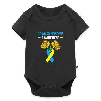 Down Syndrom T21 Chromosom Trisomie Sonnenblume - Baby Premium Kurzarmbody - Schwarz - Vorne