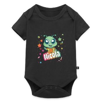 NICOLA - Beautiful Girl Name with Cute Alien - Baby Premium short-sleeve bodysuit - black - Front