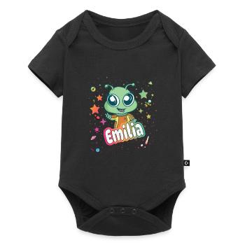 EMILIA - Beau nom de fille avec un extraterrestre mignon - Body à manches courtes Premium Bébé - noir - Devant