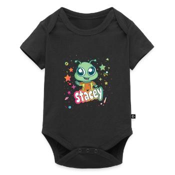 STACEY - Beautiful girl name with cute alien - Baby Premium short-sleeve bodysuit - black - Front