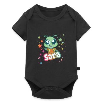 SARA - Beautiful girl name with cute alien - Baby Premium short-sleeve bodysuit - black - Front