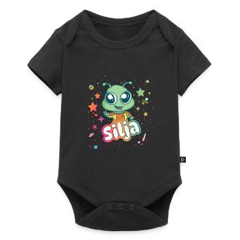 SILJA - Beautiful girl name with cute alien - Baby Premium short-sleeve bodysuit - black - Front