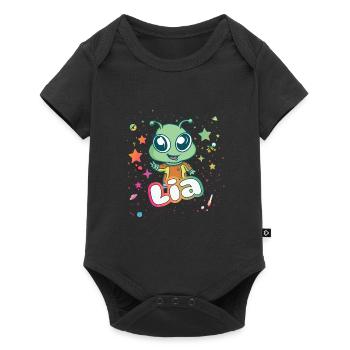 LIA - Beau nom de fille avec extraterrestre mignon - Body à manches courtes Premium Bébé - noir - Devant