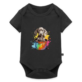 Weimaraner Hund Hunderasse - Baby Premium Kurzarmbody - Schwarz - Vorne