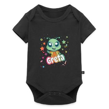 GRETA - Beautiful Girl Name with Cute Alien - Baby Premium short-sleeve bodysuit - black - Front