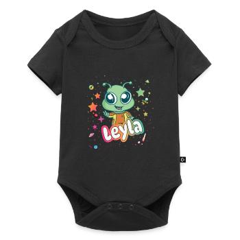 LEYLA - Beautiful Girl Name with Cute Alien - Baby Premium short-sleeve bodysuit - black - Front