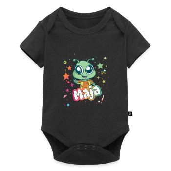 MAJA - Beautiful Girl Name with Cute Alien - Baby Premium short-sleeve bodysuit - black - Front