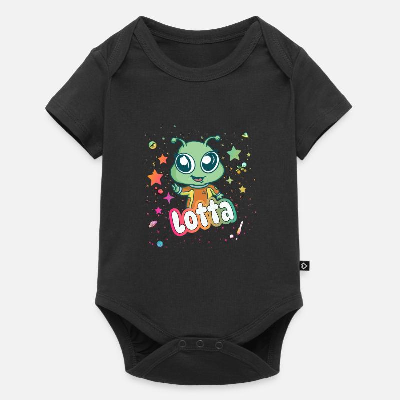 LOTTA - Schöner Mädchen Name mit süßem Alien - Baby Premium Kurzarmbody - Schwarz
