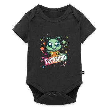 FERNANDO - Schöner Junge Name mit süßem Alien - Baby Premium Kurzarmbody - Schwarz - Vorne