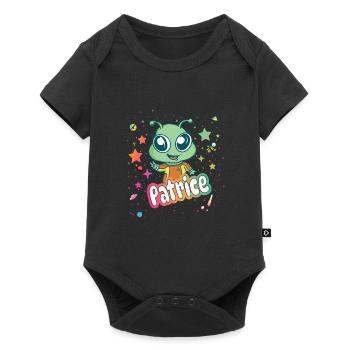 PATRICE - Beau nom de garçon avec un extraterrestre mignon - Body à manches courtes Premium Bébé - noir - Devant