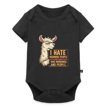 I Hate Morning People für einen Morgenmuffel - Baby Premium Kurzarmbody - Schwarz - Vorne
