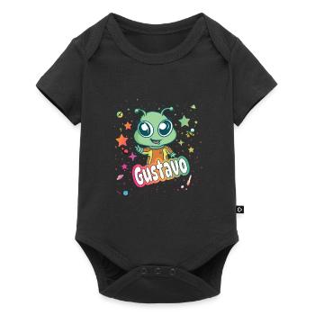 GUSTAVO - Beautiful boy name with cute alien - Baby Premium short-sleeve bodysuit - black - Front