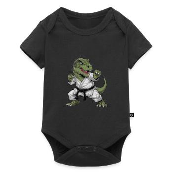 Dinosaurier Karate Kampfsport für Dinosaurier - Baby Premium Kurzarmbody - Schwarz - Vorne